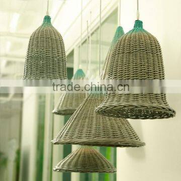 New design handmade wicker italian shade lamp with green color on the top