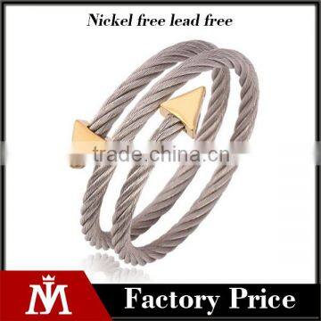 2016 Hot Selling Cable Cable Stainless Steel Wire Bangle women Jewelry Silver Multilayer Bracelet