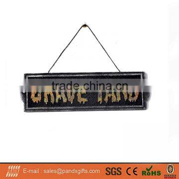 Halloween Props Glitter hanging sign"GRAVE YARD" for Door Decoration