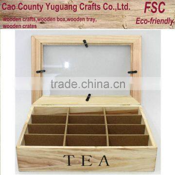 MDF compartments tea box,rustic wooden tea display box,wooden tea box