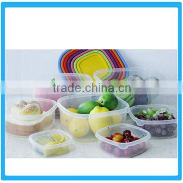 7Pcs Crisper Food Plastic , Clear Plastic Preserving Box ,Transparent Square Food Storage Boxes