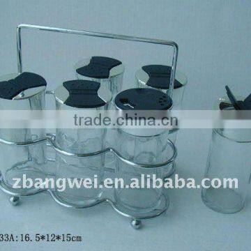 Glass Jar Set With Metal Stand