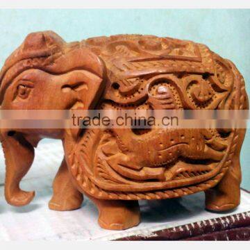 Jaipur Handmade Statue Sculpture India Rajasthan Animal Figure wooden Elephant