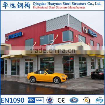 Large span light structural steel 4S car showroom counter designs