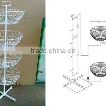4 Tier Floor Metal Round Rotating Display Rack With Sign Holder & Prong Base Hot photo-2
