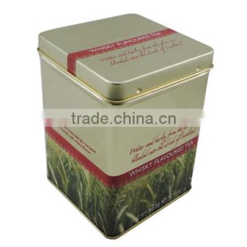 Hot sale airtight empty printed square tin can for coffee storage