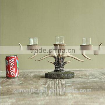 Home Goods Antiques Resin Deer Antler Old Fashioned Candle Holder photo-5