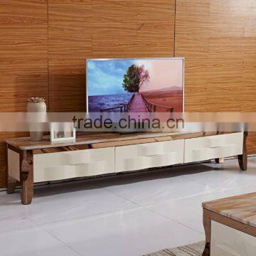 Simple Style Rose Golden Coffee Table Set With Drawer photo-2