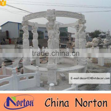 Garden carved lady statue large outdoor marble gazebo NTMG-336A