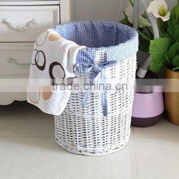 White Wicker Laundry Basket Cabinet photo-5