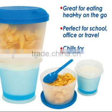 Two in One Take It To Go Container Milk Cereal Snack Healthy Eat Meal Box