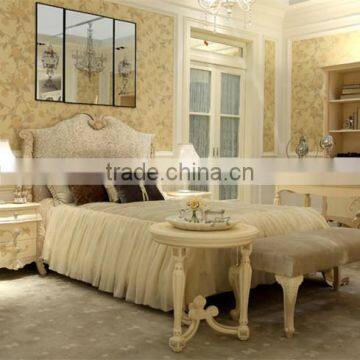 French style classic design kids princess wooden carved bed design in ivory color - BF07-70354