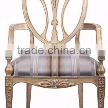 Stylish Royal European Style Golden Chippendale Floral Dining chair with Sharp Contrast Purple and Golden Fabrics BF12-04254d