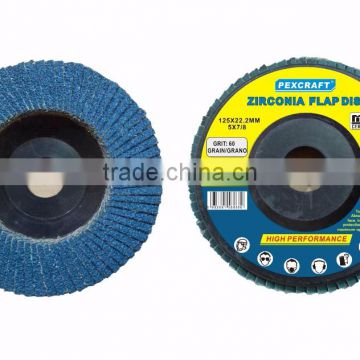 125mm X 22.2mm zirconia abrasive flap disc