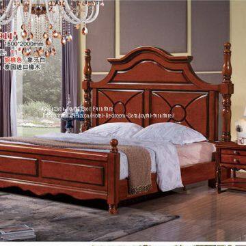 Imported Malaysian Rubberwood Bedroom Furniture Set Walnut Painting Bed With Pine Bedboard photo-4
