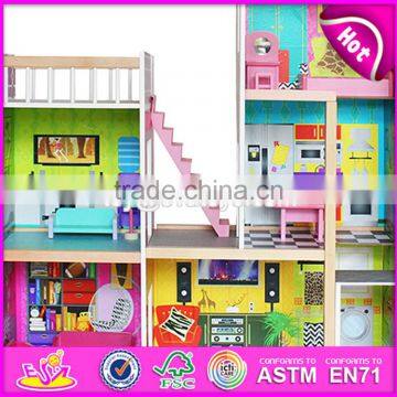 2017 Best Gift Set Luxurious Wooden Kids Doll House With Furniture W06A246 photo-5