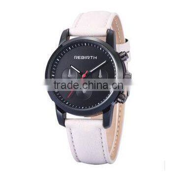 Engraved Logo Quartz Stainless Steel Back Leather Strap Men's Vogue Business Watch photo-2