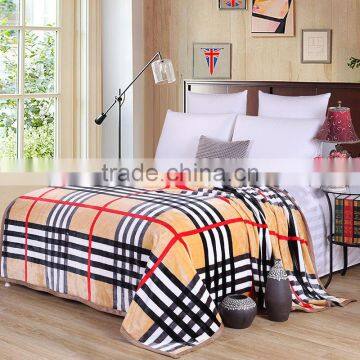 2016 hot selling printed striped plaid flannel fleece throw blanket made in china