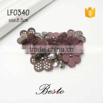 8.5 CM top fashion Italy style flower wreath with bead leather flower for shoes decoration