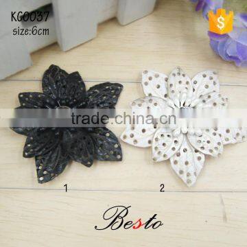 Fashion rhinestone center handmade leather sandal flower for shoes