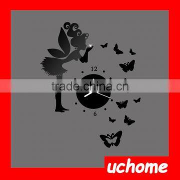 UCHOME Fairy Wall Clock Mirror Cheap Laser Cut Children's Wall Mirror Clock