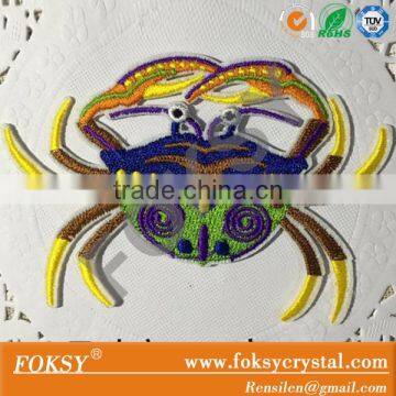 Custom embroidered colorful crab pattern iron on patches