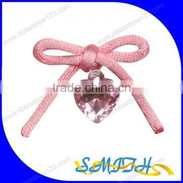 2015 pink rope ribbon bow with crystal