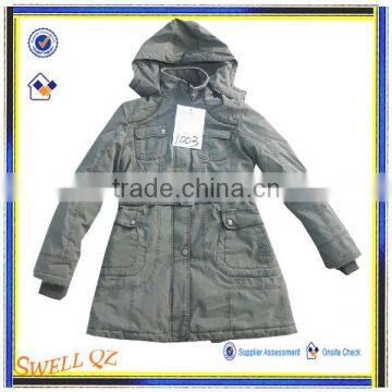 fashion lady cotton wash jacket 2014 with hood