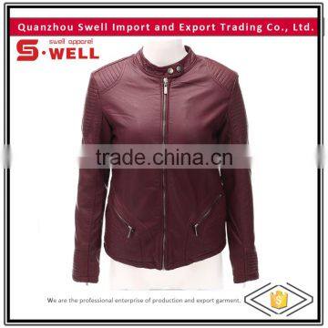 hot sale customized logo winter woman leather jacket