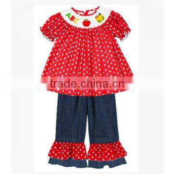 2017 Wholesale Halloween and Christmas Floral Ruffle Somcked Kids Clothing Baby Girls Clothes Set photo-2