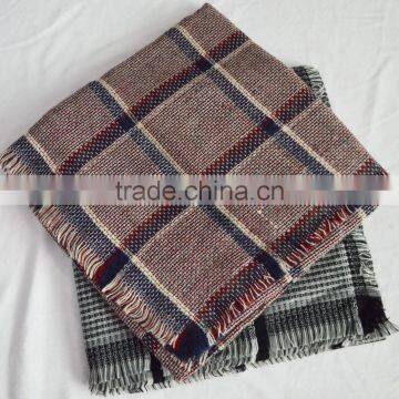 New arrival square wholesale factory europe lady plaid checked pashmina shawl 100%acrylic