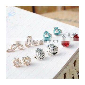 fashion rhinestones earring stud, cute crystal earring stud, best promotion gift