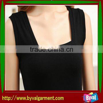 Hot Sale Black Plain Sexy Sleeveless Joker Render Unlined Upper Garment for Woman