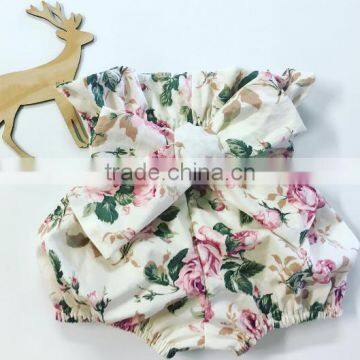 Wholesale Solid Yellow Ruffle Shorts Toddler Baby Girls Soft Cotton Pants photo-4