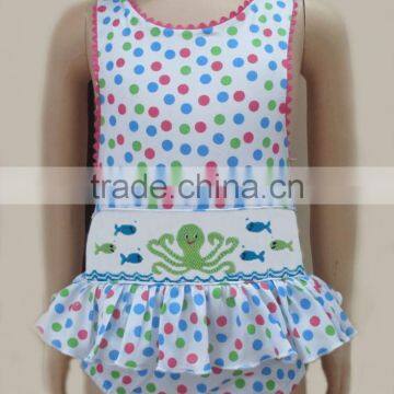 Wholesale smocked 1pc swimsuit for baby girls Summer 2015