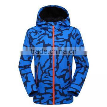 Cheap Promotional Windproof Blue Softshell Jacket with Hood