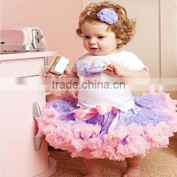 Fashion Pink with light purple Trim Nylon Chiffon Petti skirt for girls,baby Toddler Pettiskirt