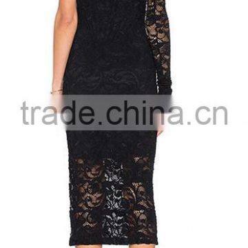 Runwaylover EY2213D One Shoulder 2017 Ladies Fashion Lace Transparent Evening Dress photo-2