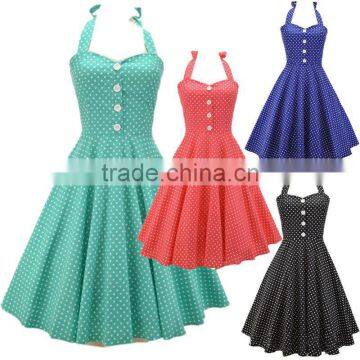 Walson C89149A Lady rockabilly halter dress whloesale Ladies Vintage Style Polka Dot Halter Neck Rockabilly Dress