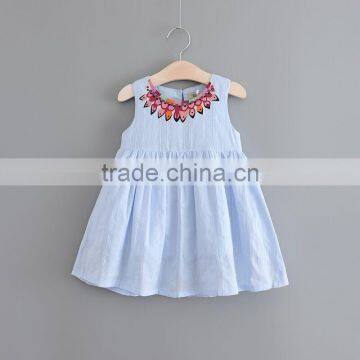 High Quality Pure Color no Sleeve Cotton Baby Girls Dress photo-2