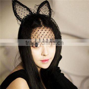Polyester Headband Cat's Ears Black photo-3