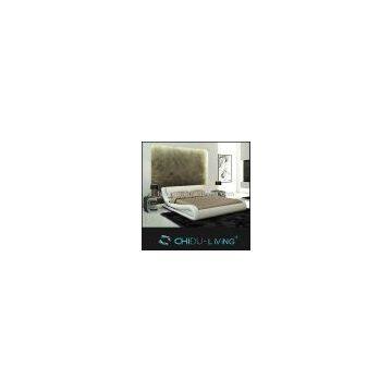 King Bed Leather Headboard, Modern White Leather King Bed, White King Size Leather Bed