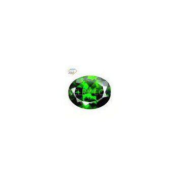 Oval Green Chrome Diopside Gemstones For Pendants 6mm  8mm 1.3 Carats