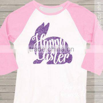 3M-12T baby Easter shirt girl sparkly glitter bunny personalized raglan Tshirt top quality M6121301