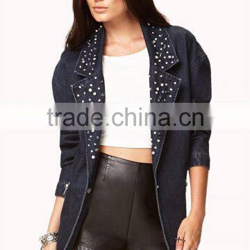 new style 100% cotton long sleeve denim jacket women denim jacket wholesale