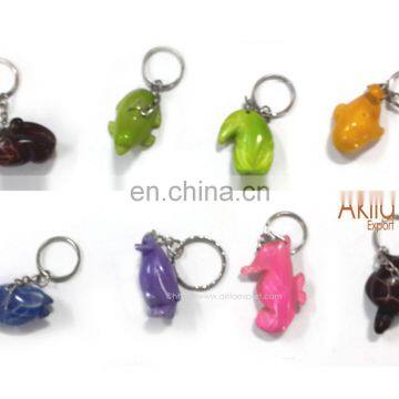 Carved Tagua seed Keychains with Animal Shapes
