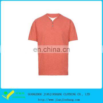 Promotion O Collar Best Selling Ringspun Cotton T Shirts With Custom Button