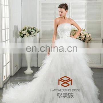 China Supplier New Style Lace Handmade Beaded Strapless Fit Wedding Dress photo-3