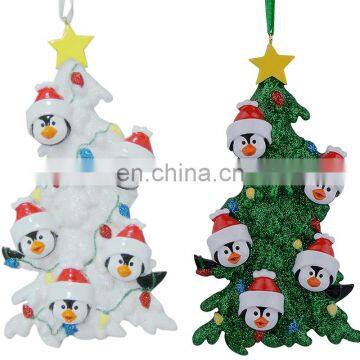 Resin penguin Christmas ornaments with tree as personalized gifts holiday home decor
