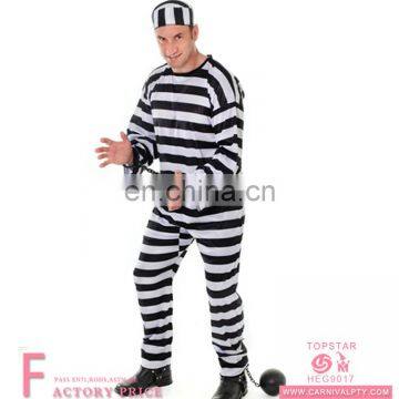 Convict Prison Inmate Complete Outfit Costumes for Men